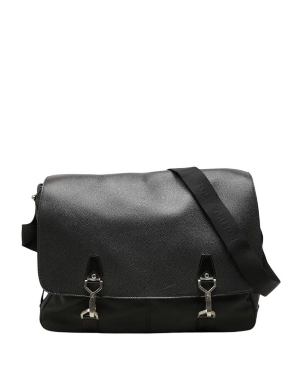 Louis Vuitton Taiga Delsu Crossbody Shoulder Bag Ardoise Black Leather Nylon